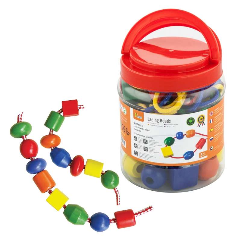 30 חרוזים גדולים מעץ בצנצנת - ויגה