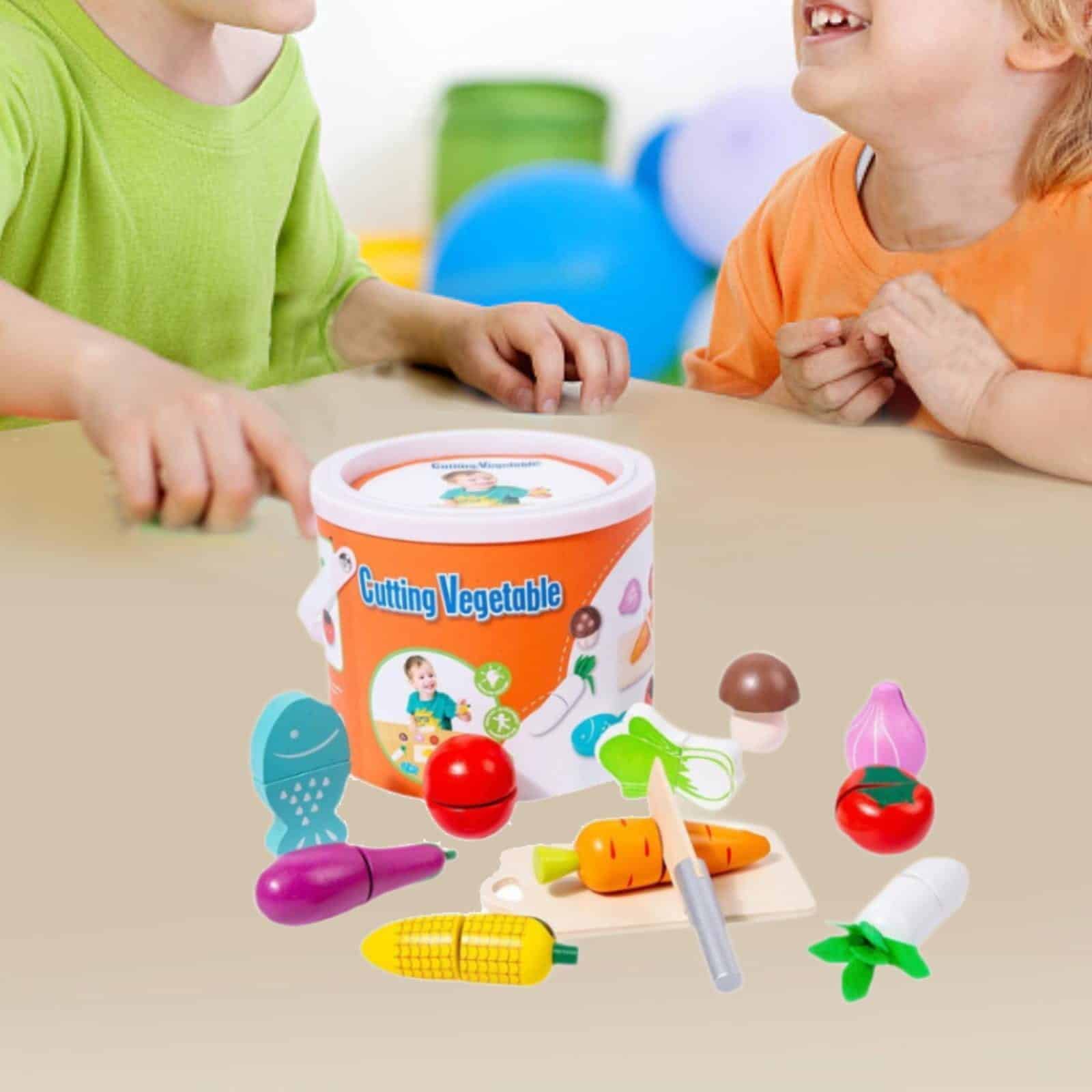 ירקות/פירות לחיתוך מעץ בדלי 12 פריטים