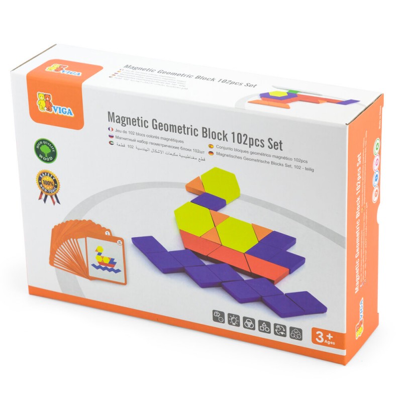 ויגה סט צורות גאומטריות מגנטי 102 חלקים