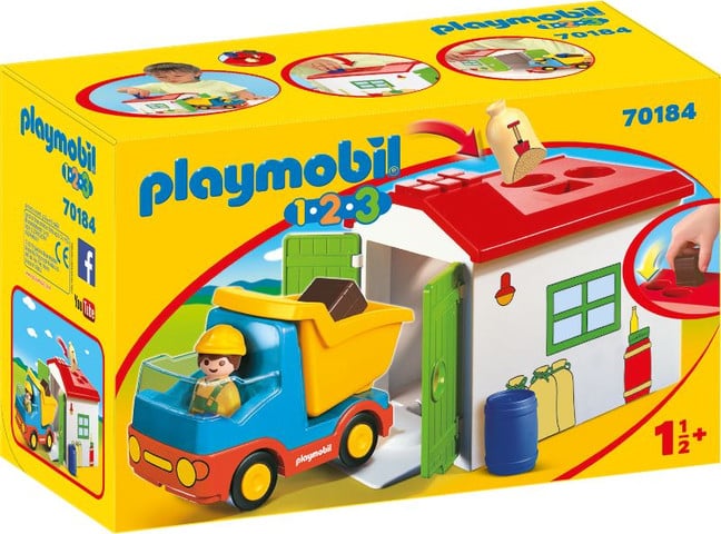 פליימוביל- playmobil 1.2.3 משאית זבל 70184