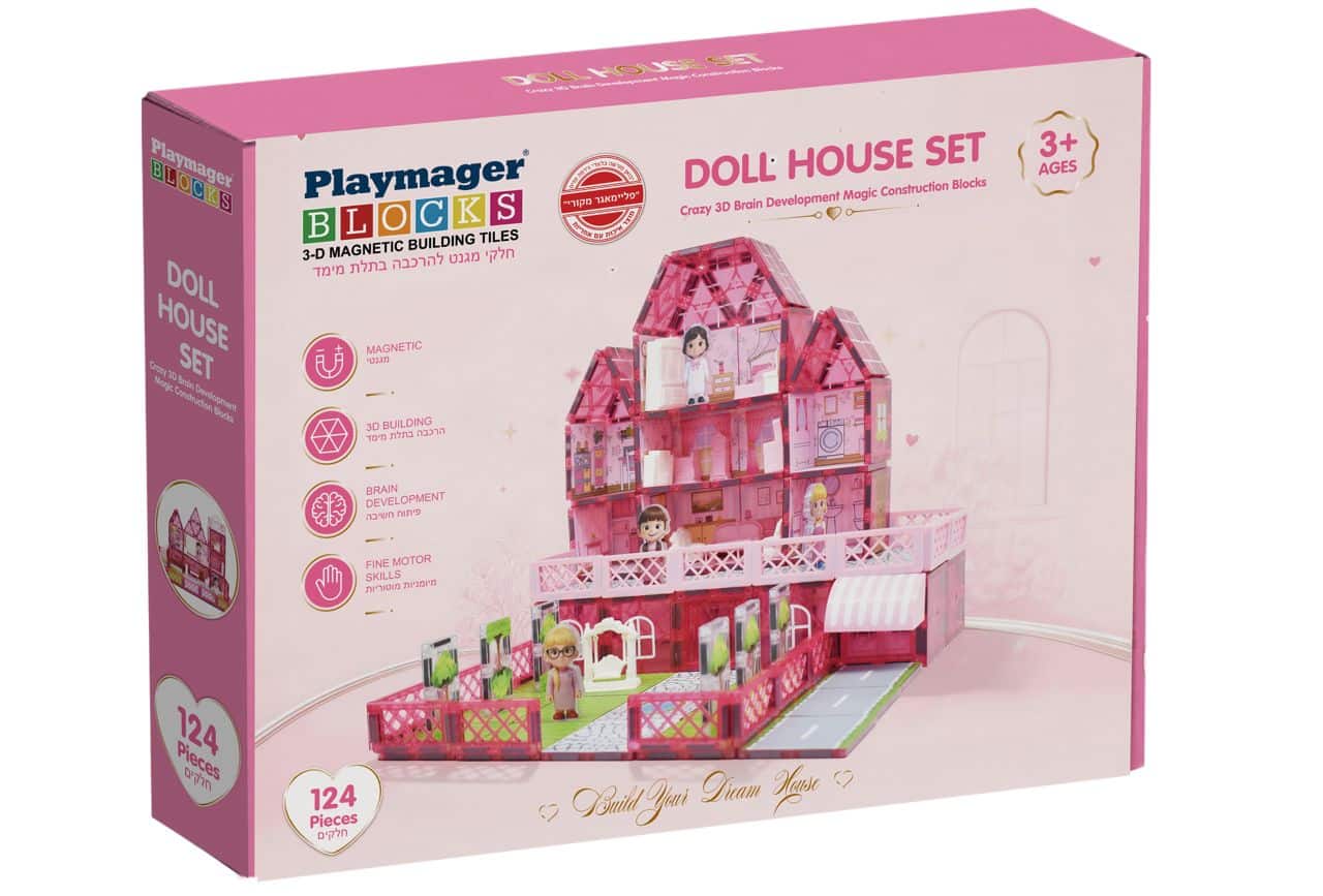 בית בובות מגנטי 124 חלקים-playmager
