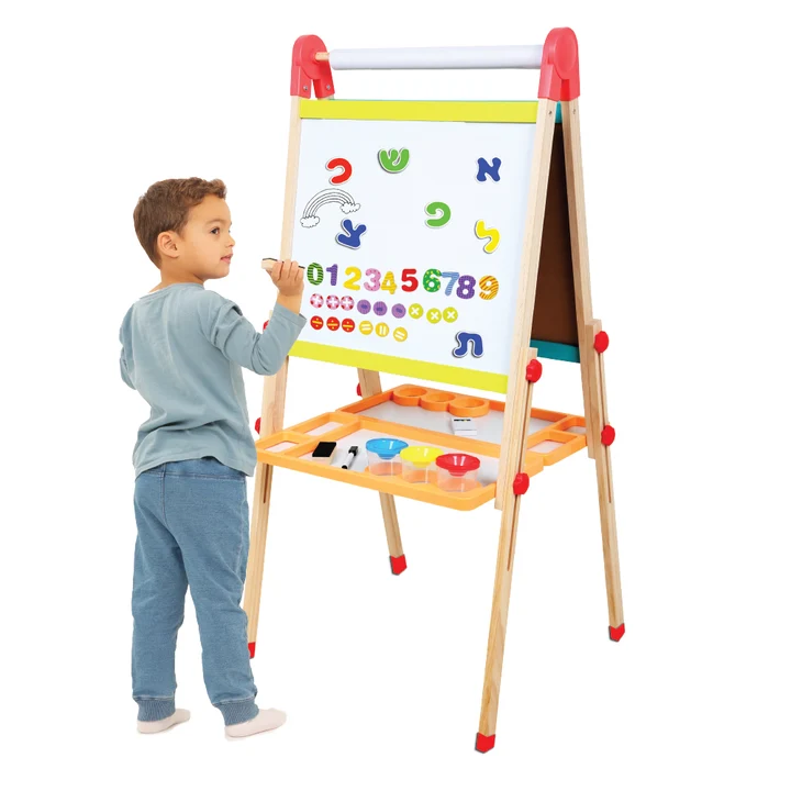 לוח עץ 4 ב1 מתכוונן+אותיות מגנטיות בעברית