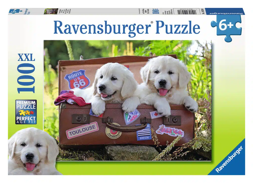 פאזל 100 חלקים גורים מטיילים במזוודה-Ravensburger
